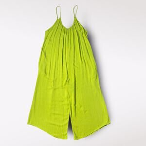 Hunter & Brown Green Spaghetti Strap Cropped Wide Leg Romper Size S Boho Minimal